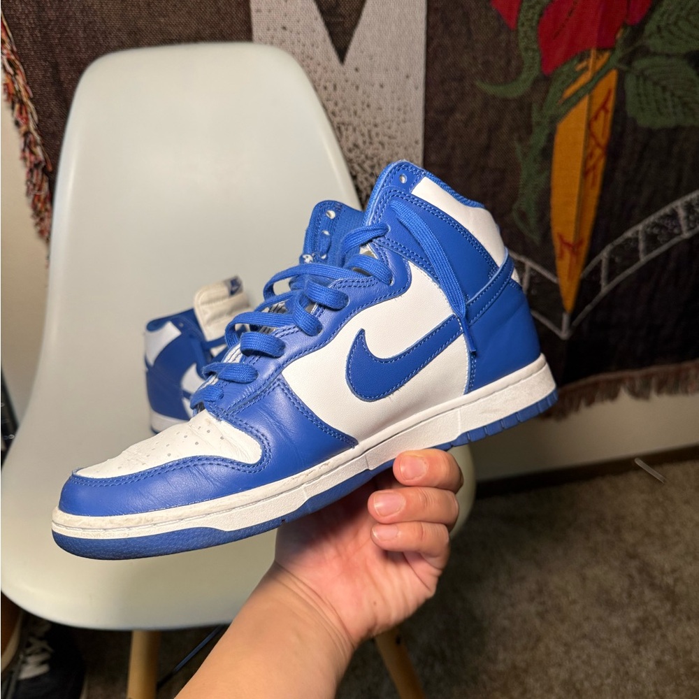 Nike Dunk Blue and White High-Top Sneakers - Picture 2 of 7